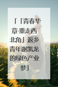 「青春华章·重走西北角」返乡青年谢凯龙的绿色产业梦