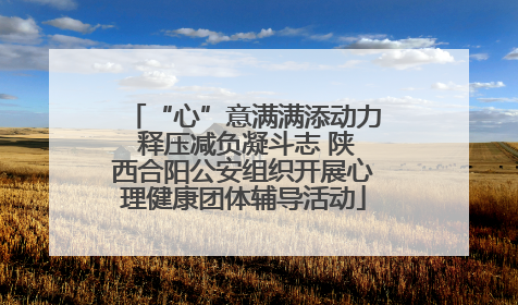 “心”意满满添动力 释压减负凝斗志 陕西合阳公安组织开展心理健康团体辅导活动