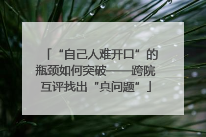 “自己人难开口”的瓶颈如何突破——跨院互评找出“真问题”