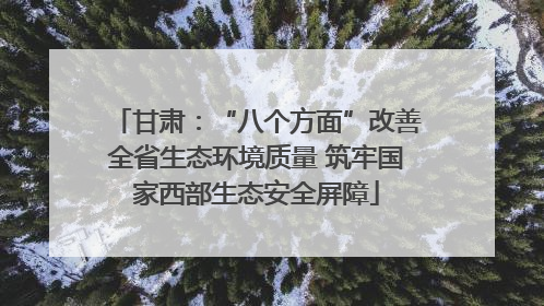 甘肃：“八个方面”改善全省生态环境质量 筑牢国家西部生态安全屏障