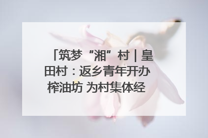 筑梦“湘”村｜皇田村：返乡青年开办榨油坊 为村集体经济“加油”