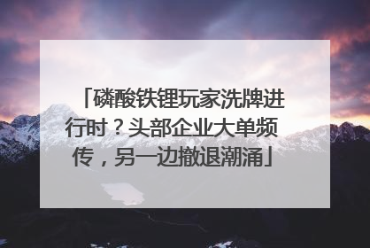 磷酸铁锂玩家洗牌进行时？头部企业大单频传，另一边撤退潮涌