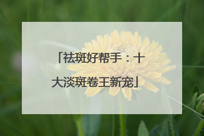 祛斑好帮手：十大淡斑卷王新宠
