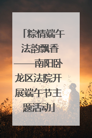 粽情端午 法韵飘香——南阳卧龙区法院开展端午节主题活动