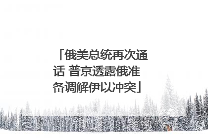 俄美总统再次通话 普京透露俄准备调解伊以冲突