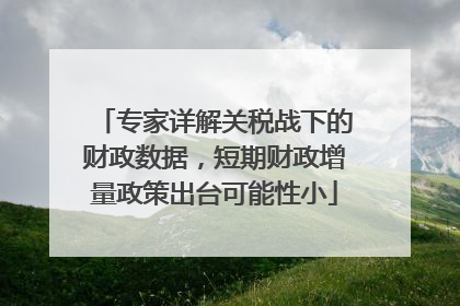 专家详解关税战下的财政数据，短期财政增量政策出台可能性小