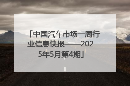 中国汽车市场一周行业信息快报——2025年5月第4期