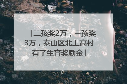 二孩奖2万，三孩奖3万，泰山区北上高村有了生育奖励金