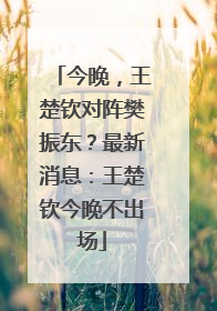 今晚，王楚钦对阵樊振东？最新消息：王楚钦今晚不出场