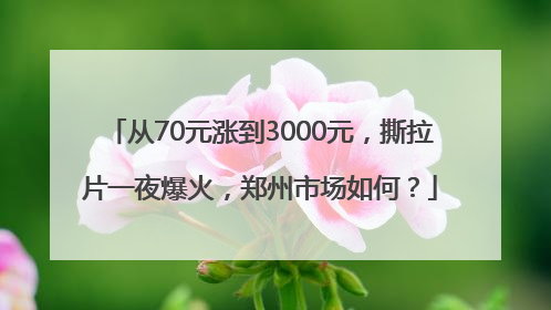 从70元涨到3000元，撕拉片一夜爆火，郑州市场如何？