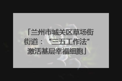 兰州市城关区草场街街道：“三五工作法”激活基层幸福细胞
