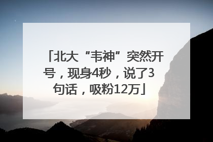 北大“韦神”突然开号，现身4秒，说了3句话，吸粉12万