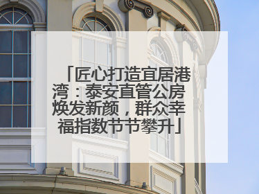匠心打造宜居港湾：泰安直管公房焕发新颜，群众幸福指数节节攀升