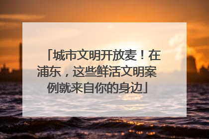 城市文明开放麦！在浦东，这些鲜活文明案例就来自你的身边