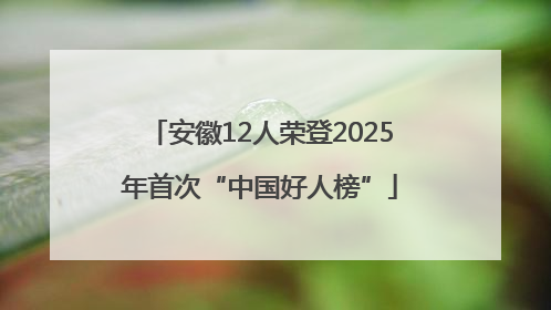 安徽12人荣登2025年首次“中国好人榜”