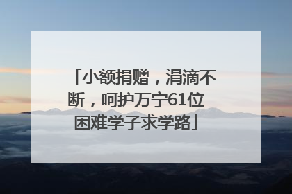 小额捐赠，涓滴不断，呵护万宁61位困难学子求学路