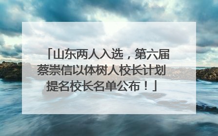 山东两人入选，第六届蔡崇信以体树人校长计划提名校长名单公布！