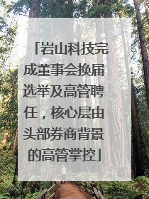 岩山科技完成董事会换届选举及高管聘任，核心层由头部券商背景的高管掌控