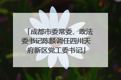 成都市委常委、政法委书记陈麟调任四川天府新区党工委书记