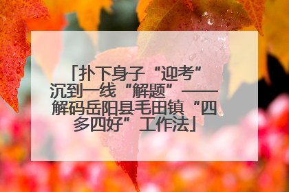 扑下身子“迎考” 沉到一线“解题”——解码岳阳县毛田镇“四多四好”工作法