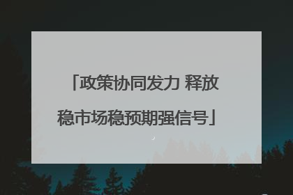 政策协同发力 释放稳市场稳预期强信号