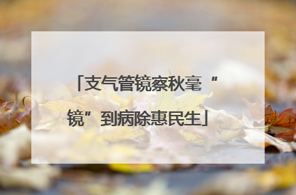 支气管镜察秋毫“镜”到病除惠民生