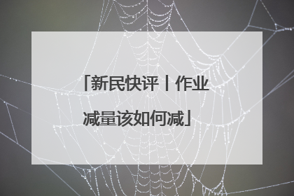 新民快评丨作业减量该如何减