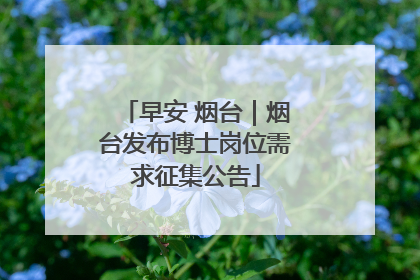 早安 烟台｜烟台发布博士岗位需求征集公告