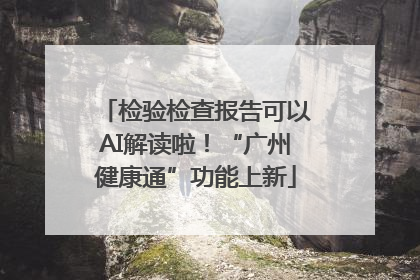 检验检查报告可以AI解读啦！“广州健康通”功能上新
