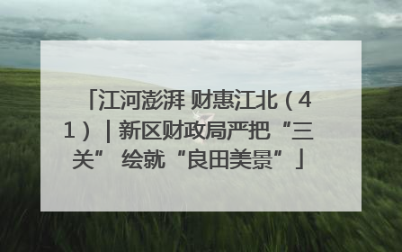 江河澎湃 财惠江北（41）｜新区财政局严把“三关” 绘就“良田美景”