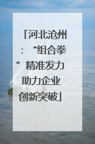 河北沧州：“组合拳”精准发力 助力企业创新突破