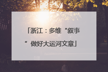 浙江：多维“叙事”做好大运河文章