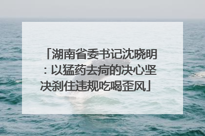 湖南省委书记沈晓明：以猛药去疴的决心坚决刹住违规吃喝歪风