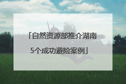 自然资源部推介湖南5个成功避险案例