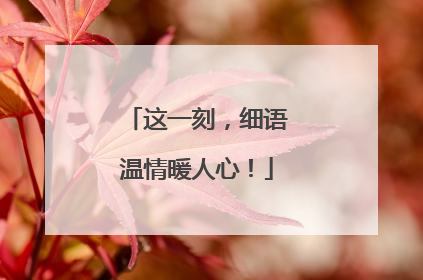 这一刻，细语温情暖人心！