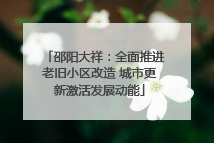 邵阳大祥：全面推进老旧小区改造 城市更新激活发展动能
