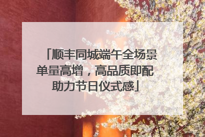 顺丰同城端午全场景单量高增，高品质即配助力节日仪式感