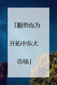 顺势而为开拓中东大市场