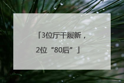 3位厅干履新，2位“80后”